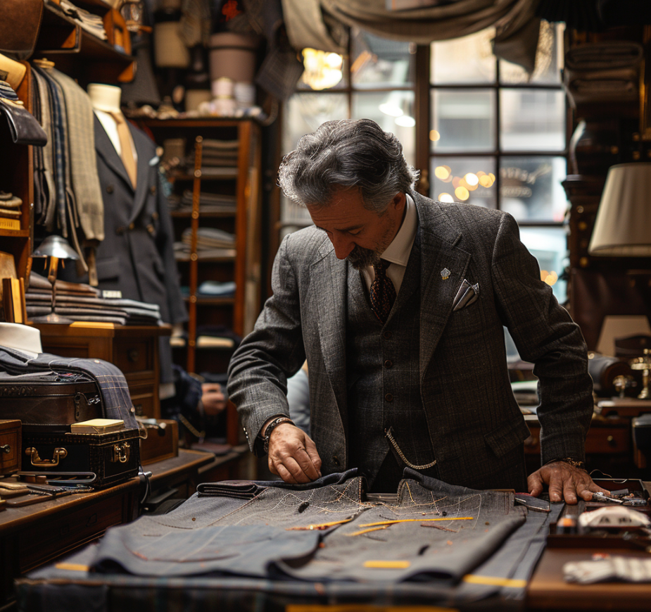 A Savile Row tailor doing suit alterations in London
