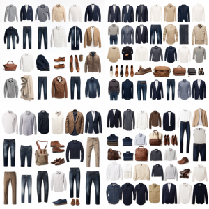An illustration depicting men's wardrobe essentials