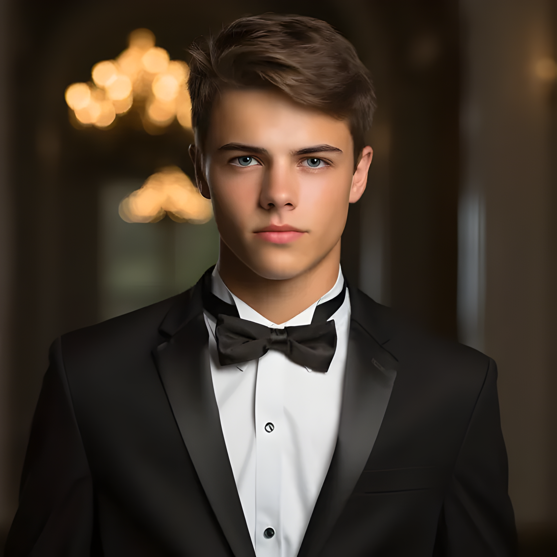 A young man wearing a tuxedo for his prom night